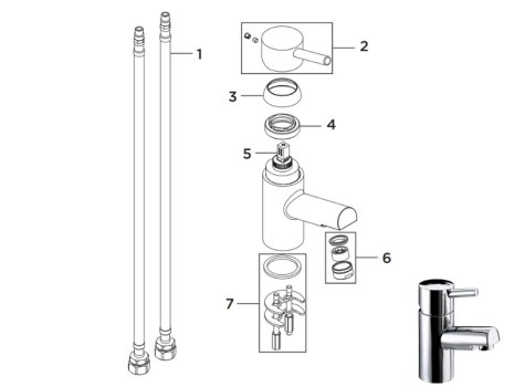 Bristan Prism Basin Mixer Tap - Chrome (PM BASNW C) spares breakdown diagram