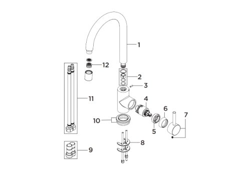 Bristan Prism Sink Mixer - Chrome (PM SNK C) spares breakdown diagram