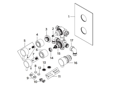 Bristan Prism Shower Pack 4 Complete (PRISM SHWR PK4) spares breakdown diagram