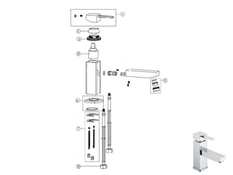 Bristan Quadrato Eco Basin Mixer - Chrome (QD EBASNW C) spares breakdown diagram