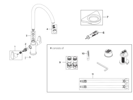 Bristan Quest Easyfit Sink Mixer - Chrome (QST SNK EF C) spares breakdown diagram