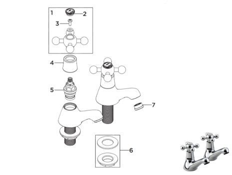 Bristan Regency Basin Taps (R 1/2 C) spares breakdown diagram