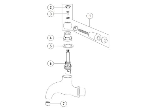 Bristan Renaissance Bib Taps - Chrome (RS BIB C) spares breakdown diagram