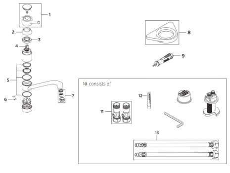 Bristan Ruby Easyfit Sink Mixer - Chrome (RU SNK EF C) spares breakdown diagram