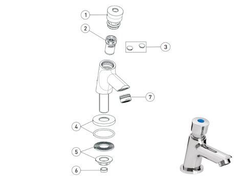 Bristan Single Luxury Timed Flow Basin Tap - Chrome (Z2 LUX 1/2 C) spares breakdown diagram