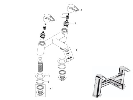 Bristan Smile Bath Filler Tap (SM BF C) spares breakdown diagram