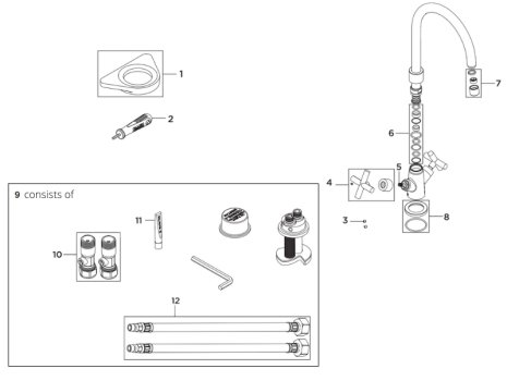 Bristan Tangerine Easyfit Sink Mixer - Chrome (TNG EFSNK C) spares breakdown diagram