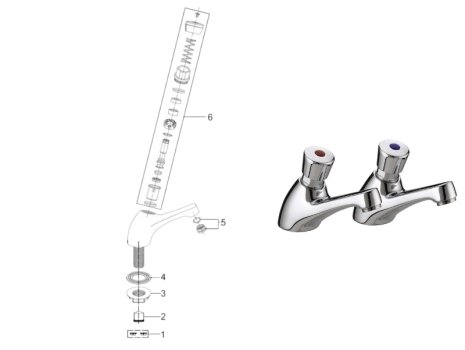 Bristan Timed Flow Basin Taps - Chrome (VA NC 1/2 C) spares breakdown diagram