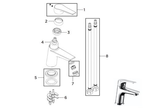 Bristan Vantage Basin Mixer Tap - Chrome (VT2 BASNW C) spares breakdown diagram