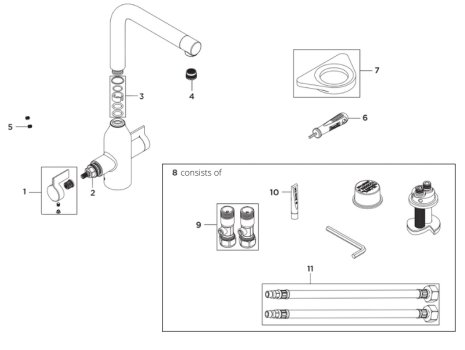 Bristan Wine Easyfit Sink Mixer - Chrome (WIN EFSNK C) spares breakdown diagram