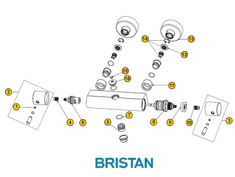 Bristan Prism bar mixer shower (Prism) spares breakdown diagram