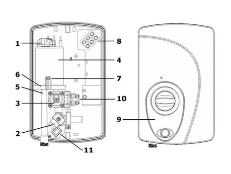 Creda Aquablue electric shower (53558859) spares breakdown diagram