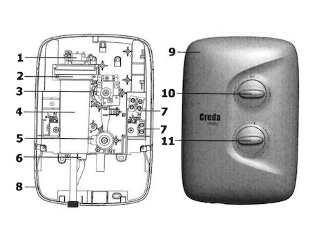 Creda Vitality electric shower (53562860) spares breakdown diagram