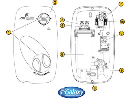 Galaxy Aqua 1000 (Aqua 1000) spares breakdown diagram