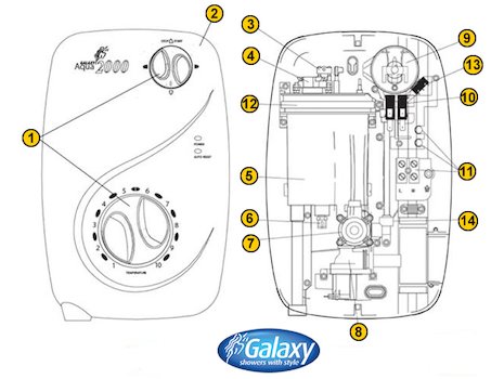 Galaxy Aqua 2000 (Aqua 2000) spares breakdown diagram