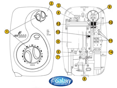 Galaxy Aqua 3000 (Aqua 3000) spares breakdown diagram