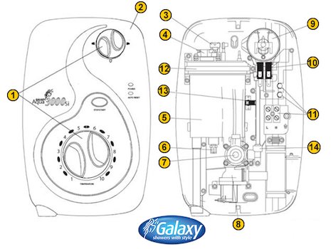 Galaxy Aqua 3000si (Aqua 300si) spares breakdown diagram