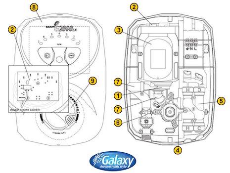 Galaxy G2000LX Thermostatic (G2000LX) spares breakdown diagram