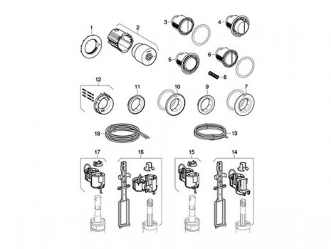 Geberit air push buttons spares breakdown diagram