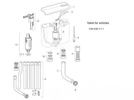 Geberit AP112 stop and go exposed cistern (136.230.11.1) spares breakdown diagram