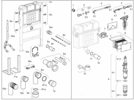 Geberit Kappa 15 - UP200 with Duofix frame - 2006-2016 spares breakdown diagram