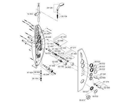 Grohe Aquatower 2000 (27017000) spares breakdown diagram