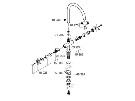 Grohe Atrio Two Handle Sink Mixer 1/2" - Chrome (30362000) spares breakdown diagram