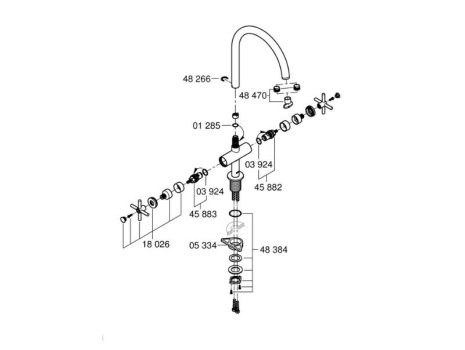 Grohe Atrio Two Handle Sink Mixer 1/2" - Supersteel (30362DC0) spares breakdown diagram