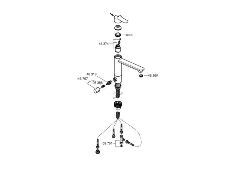 Grohe BauFlow Single Lever Sink Mixer 1/2" - Chrome (31688000) spares breakdown diagram