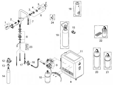 Grohe Blue Professional (31324000) spares breakdown diagram