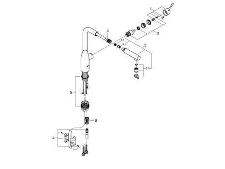 Grohe Essence Single Lever Sink Mixer - Chrome (30270000) spares breakdown diagram