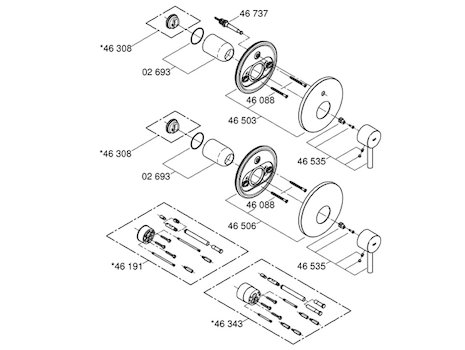 Grohe Essence trim set only chrome (19285000) spares breakdown diagram