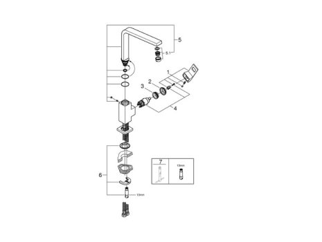 Grohe Eurocube Single Lever Sink Mixer - Chrome (31255000) spares breakdown diagram