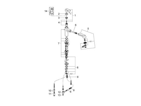 Grohe Eurodisc Cosmopolitan Single Lever Sink Mixer- Chrome (31121002) spares breakdown diagram