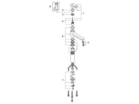 Grohe Europlus Single Lever Sink Mixer - Chrome (33931002) spares breakdown diagram