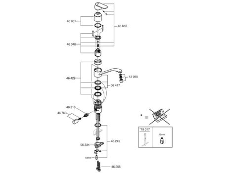 Grohe Eurosmart Cosmopolitan Single Lever Sink Mixer - Chrome (31161000) spares breakdown diagram