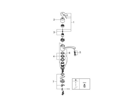 Grohe Eurostyle Cosmopolitan Single Lever Sink Mixer - Chrome (33977002) spares breakdown diagram