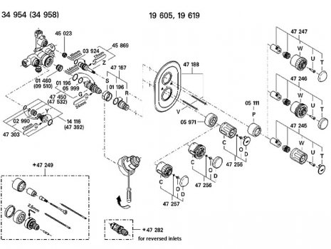 Grohe Grohtherm Auto 2000 - 19605 000 (19605000) spares breakdown diagram