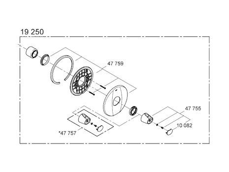 Grohe Grohtherm Auto 3000 Mixing valve trim set spares (19250000) spares breakdown diagram