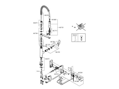 Grohe K7 Foot Control Electronic Single Lever Sink Mixer - Chrome (30312000) spares breakdown diagram