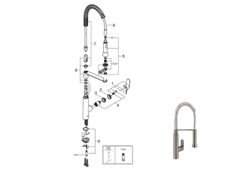 Grohe K7 Single Lever Sink Mixer - Brushed Hard Graphite (31379AL0) spares breakdown diagram