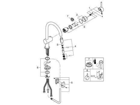 Grohe Minta Single Lever Sink Mixer - Chrome (32918000) spares breakdown diagram