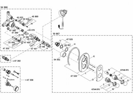 Grohe 19667 Sentosa shower - chrome (19667000) spares breakdown diagram