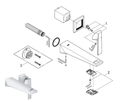 Grohe Allure Brilliant 210mm 2-hole basin mixer tap - chrome (19783000) spares breakdown diagram