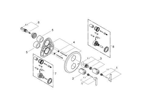 Grohe Atrio Jota Thermostatic Shower Valve Trimset (19145000) spares breakdown diagram