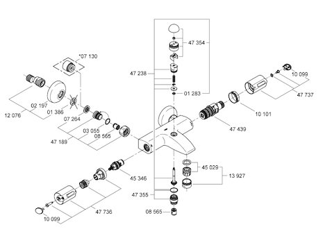 Grohe Grohtherm Auto 1000 bar mixer shower (34155000) spares breakdown diagram