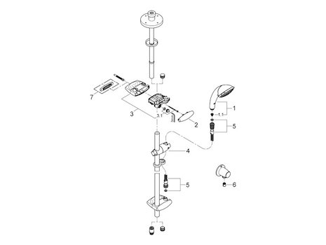 Grohe Movario Trio 900mm shower rail set - chrome (28992000) spares breakdown diagram