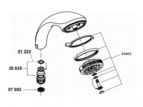 Grohe Relexa Duo handset - chrome (28185000) spares breakdown diagram