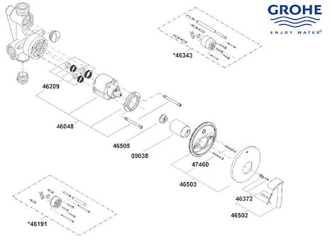 Grohe Tenso - 19051 000 (19051000) spares breakdown diagram