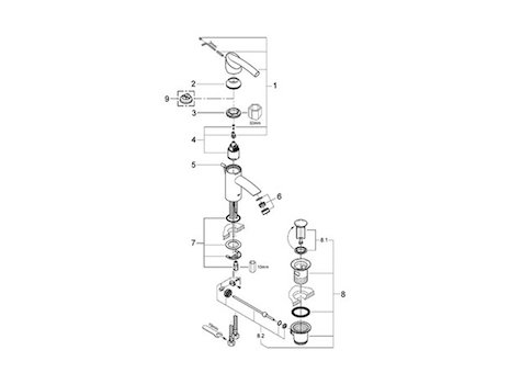 Grohe Tenso Mono Basin Mixer Tap (33347000) spares breakdown diagram